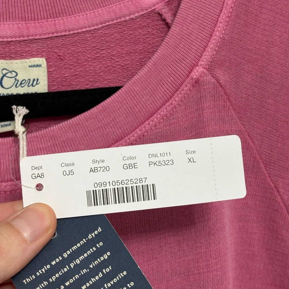 NWT J. Crew Women’s Vintage Cotton Terry Crewneck Pullover in Pink - Size XL - Picture 4 of 7